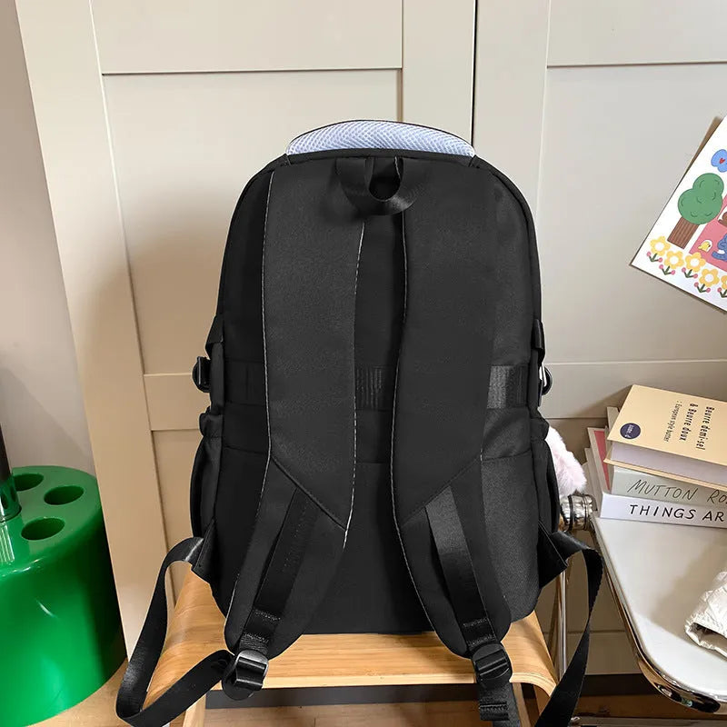 Waterproof nylon school backpack with curved shoulder straps in multiple colour options