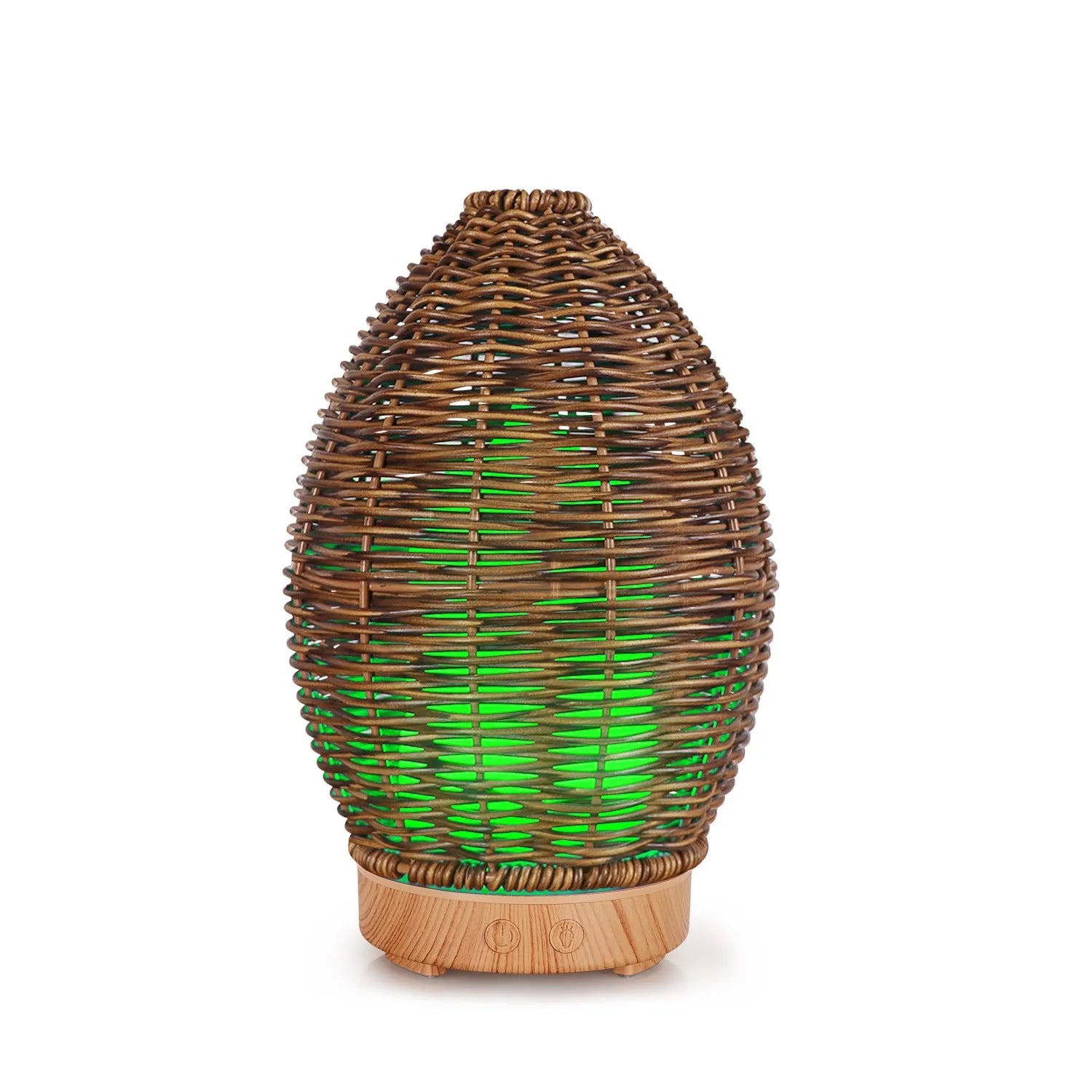 Hollow rattan aroma diffuser with light wood grain base and 100ml capacity for rooms up to 40 square metres