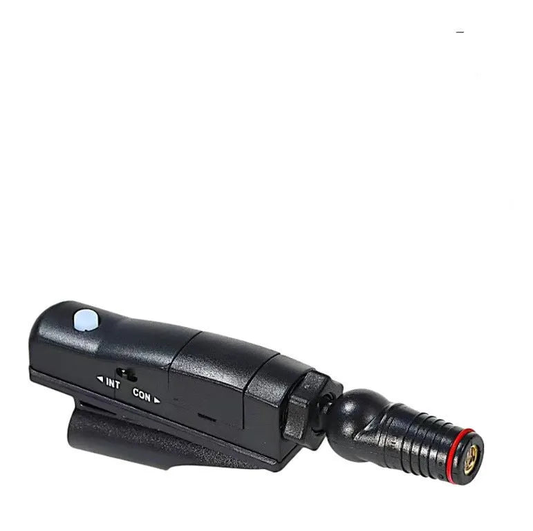 Golf putter laser aiming instrument shown in one of its four style configurations for alignment training.