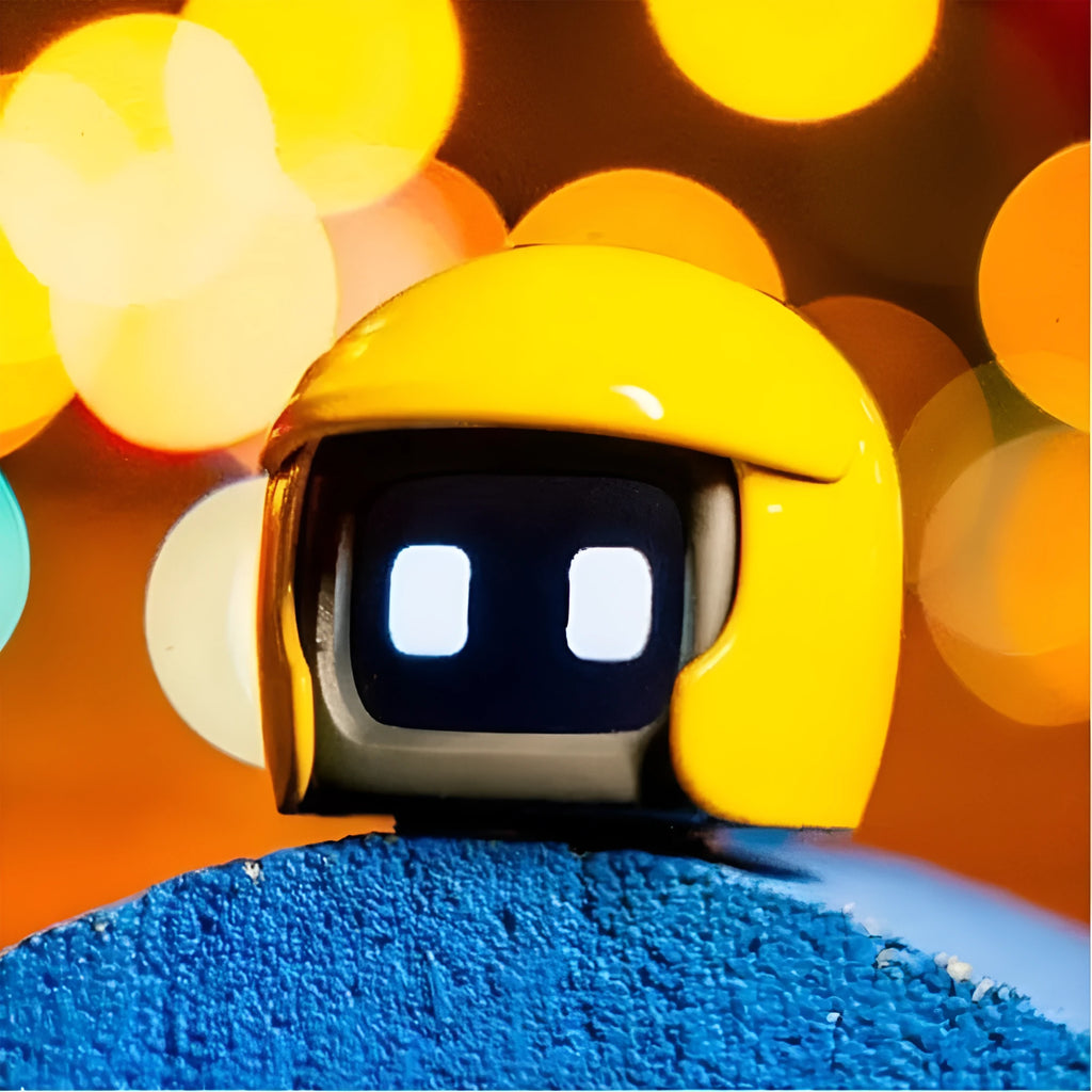 Plastic cartoon robot car ornament for interior decoration, available in blue, yellow, pink, red and black