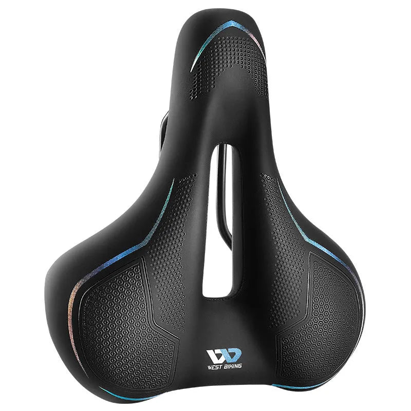 Bicycle saddle cushion with high elastic sponge foam in black and colourful sporty casual designs