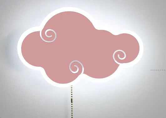 Modern white cloud-shaped acrylic wall mounted bedside lamp with touch control for children's bedroom.