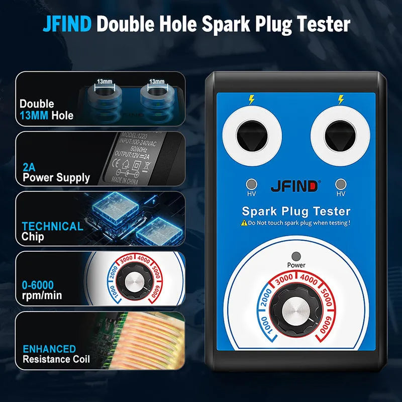 Car ignition system spark plug fault detector with dual connection formats