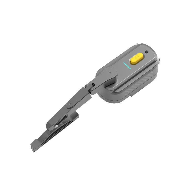 Black 800mA electrical wiper motor with attached 65mm rubber blade for mounting on a motorcycle helmet visor.