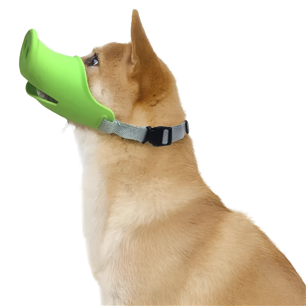 Silicone dog anti-bite mouth cover for long-mouthed pets in blue and green colours