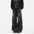 Men's cotton wide leg sweatpants with pleated front in black and gray, elastic waist casual trousers