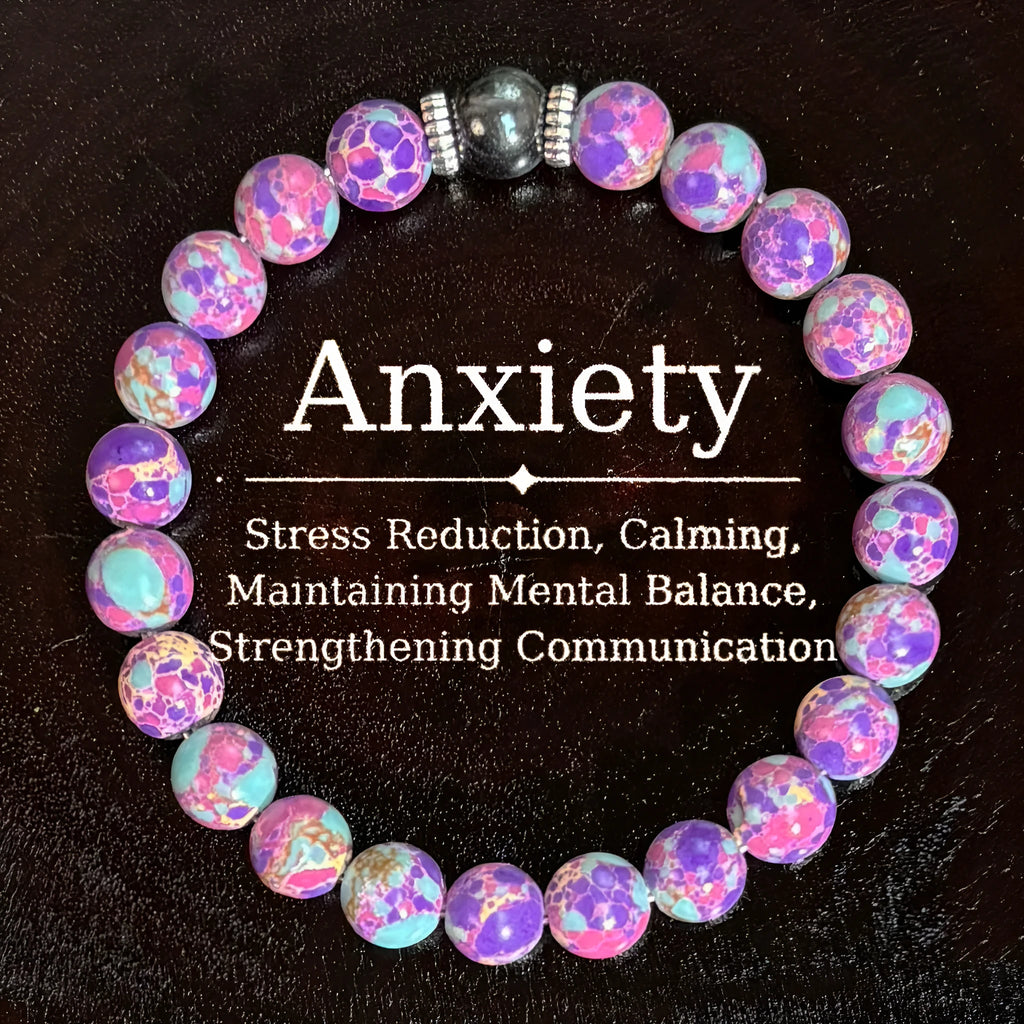 Natural stone beaded bracelet handmade elastic string 8mm glass coloured glaze beads transparent colour unisex