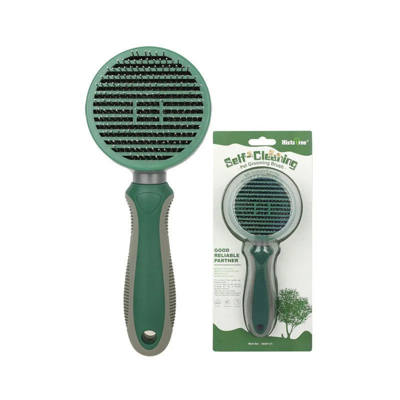 Automatic hair removal comb in green with stainless steel needles for floating hair and opening knots