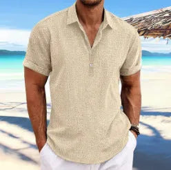 Men's light grey lapel cardigan in a loose fit long sleeve style