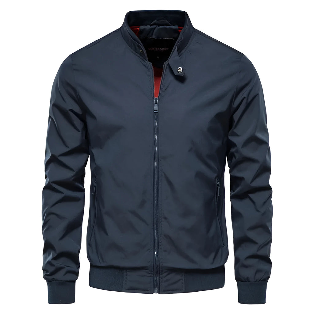 Men's solid colour thin casual jacket in polyester, shown in army green