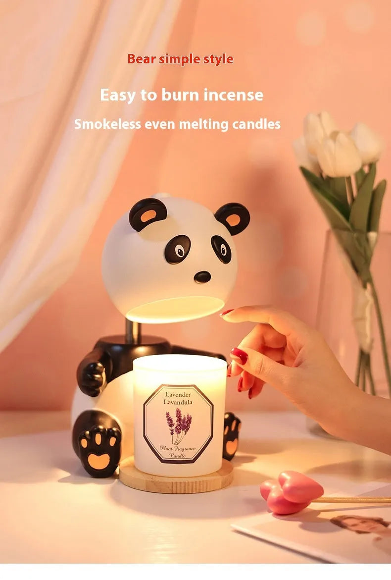 Panda aromatherapy wax table lamp with night light in modern simplicity style, 220V