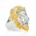Personality punk lion head ring for men in gold and silver alloy geometric shape on finger