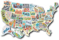 Travel-themed car sticker set with world map design and lettering options for vehicle decoration