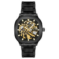 Men's square waterproof automatic watch with luminous dial and stainless steel strap