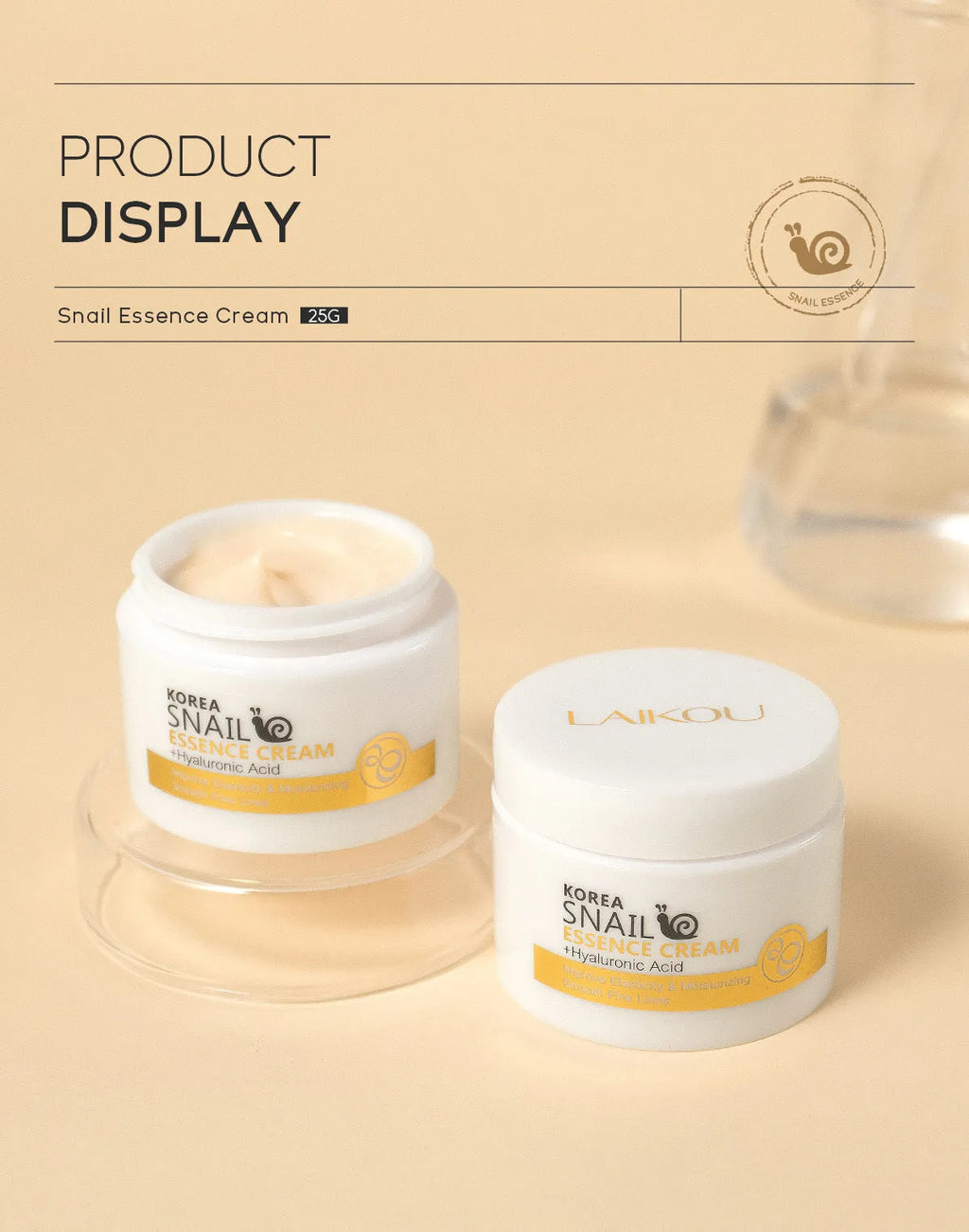 Laikou snail cream 25g face moisturiser jar for universal skin types