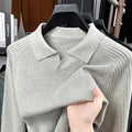 Men's spring autumn cotton scissors collar pullover shirt in black, loose fit, casual style