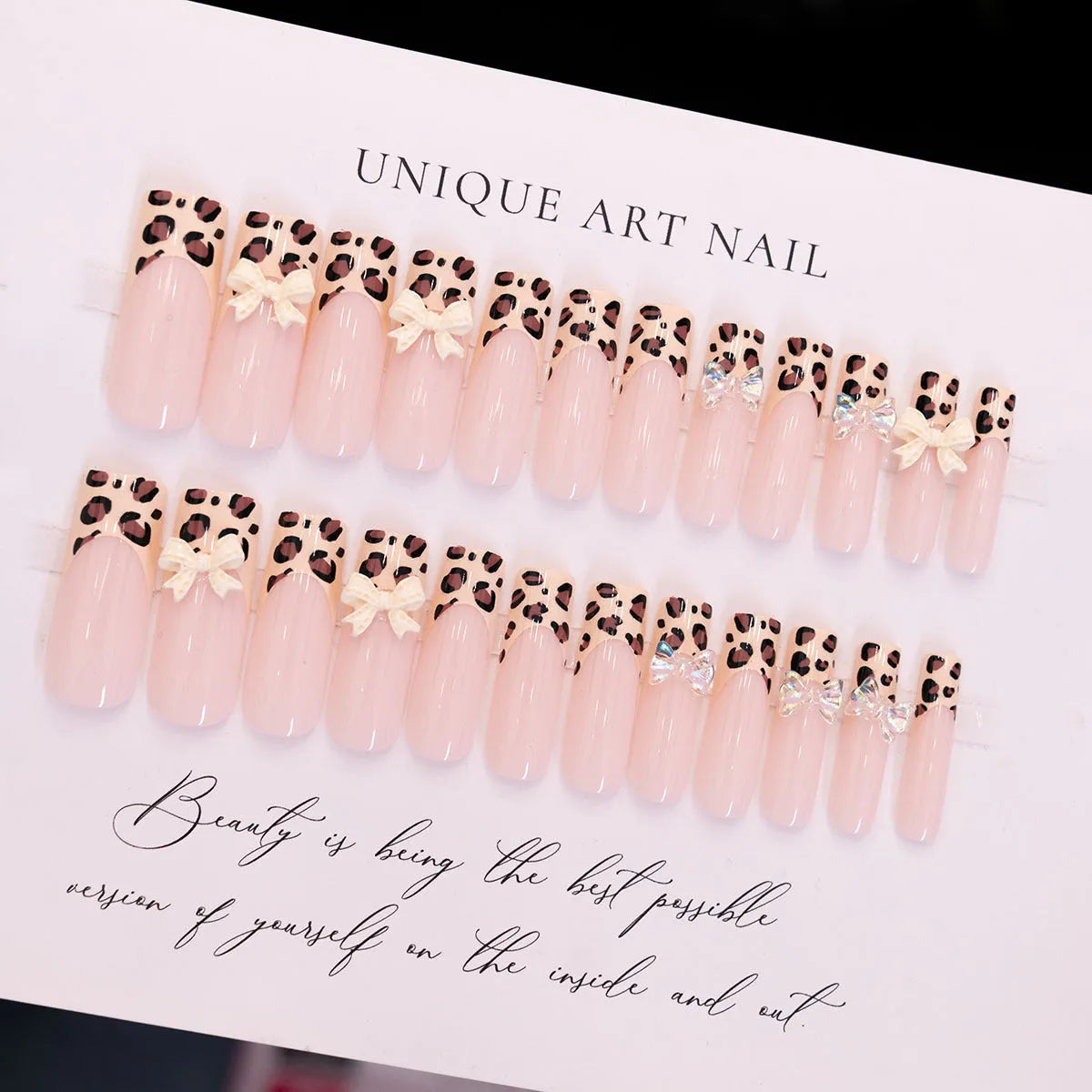 Leopard print butterfly pattern plastic nail art pieces in WM296 colour for manicure decoration
