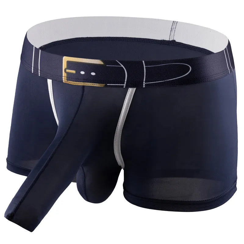 A pair of solid colour men's Ice Silk boxers with a mid waist, shown in one of the six available colours.