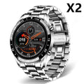 Smart pedometer watch with heart rate and blood oxygen detection, stainless steel band, 1.3-inch touch screen, black colour