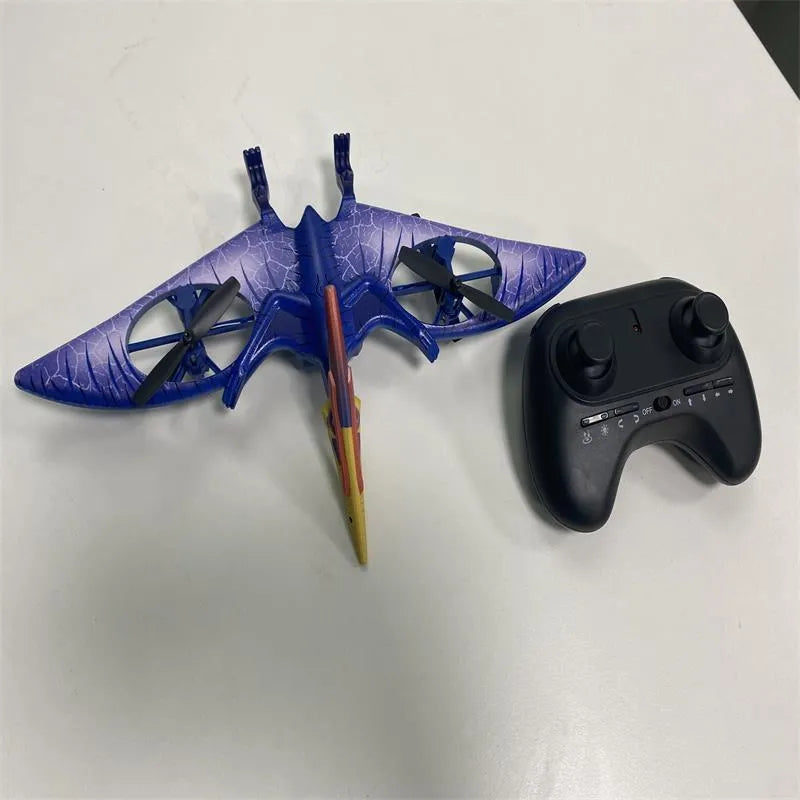 Remote-controlled pterosaur quadcopter drone with night light and sound effect, metal body, 30-50cm size