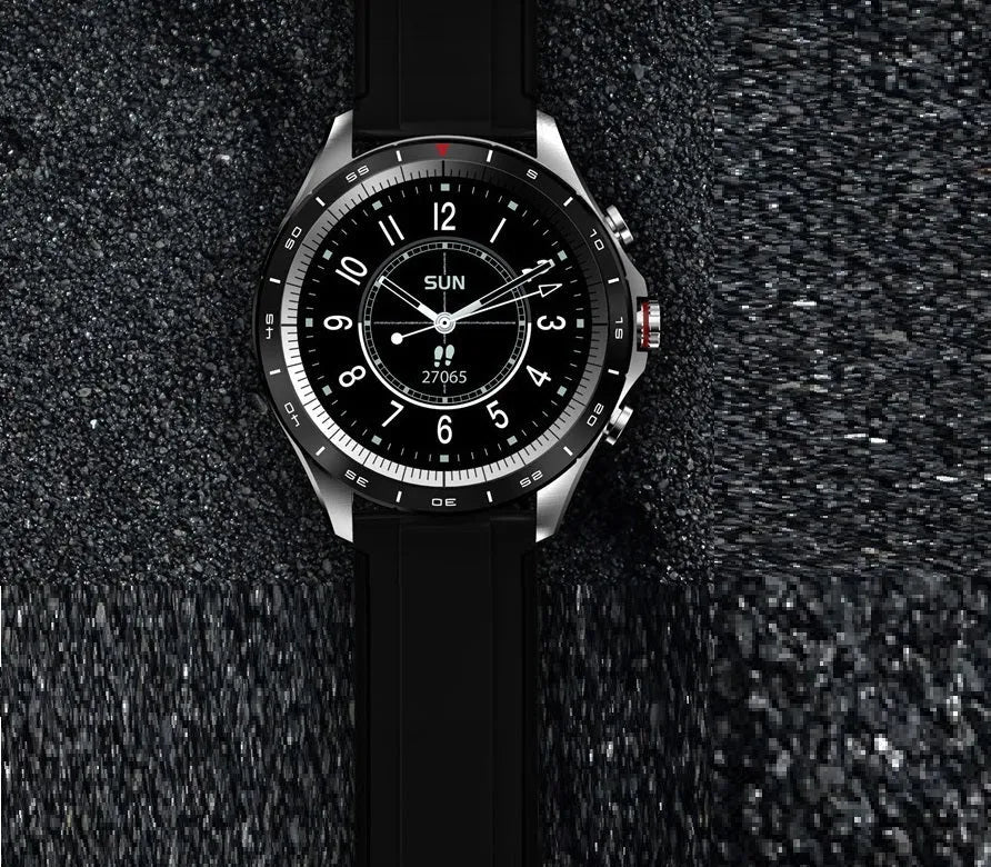 Men's smart bracelet watch with zinc alloy screen and silicone wristband in black, blue, or grey colours