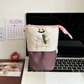Cartoon Korean style collapsible pencil case in Oxford fabric measuring 17cm by 14cm