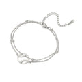 Stainless steel hollow baseball bracelet with double-layer chain in steel colour on wrist