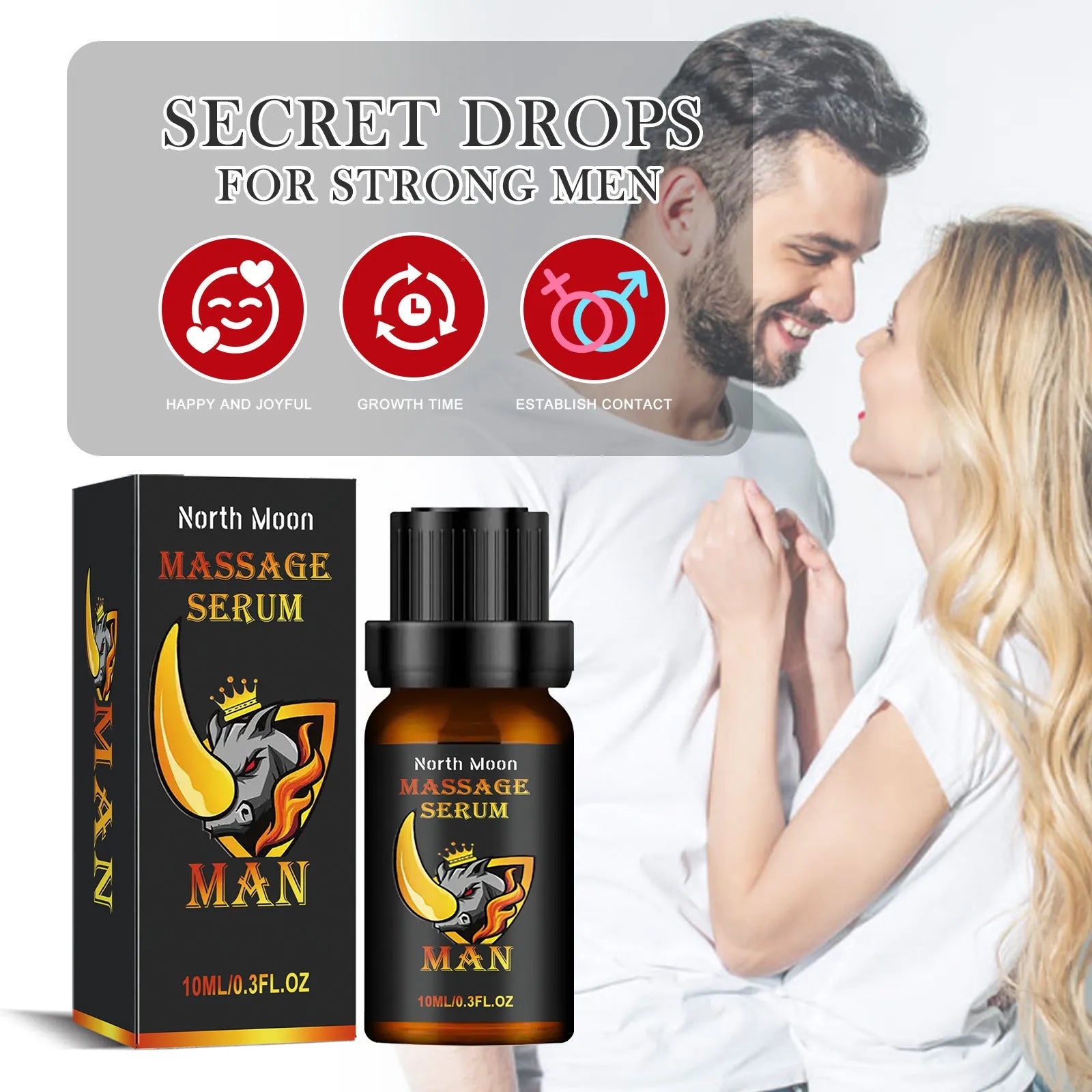 10ml bottle of men's massage essential oil with ginger root and jojoba oil