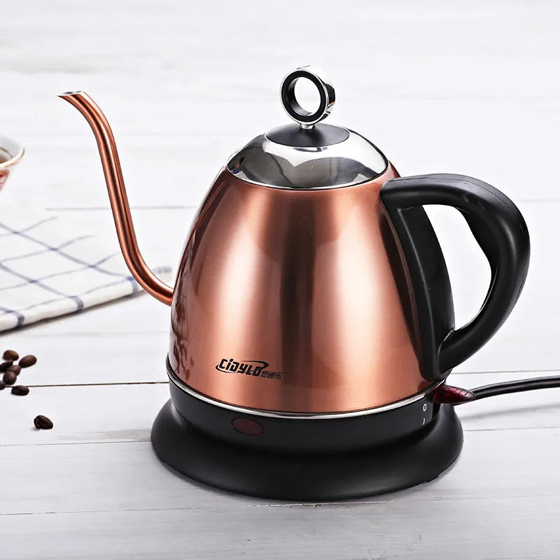 White stainless steel electric kettle with touch controls and 1L capacity