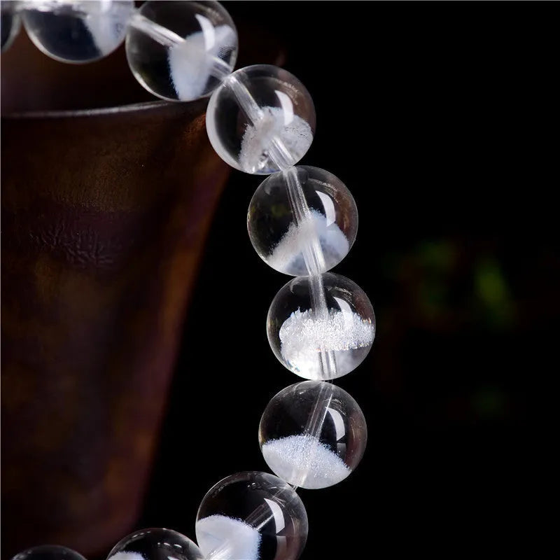 Women's white crystal pyramid bracelet with Ruyi design elements and grinding texture