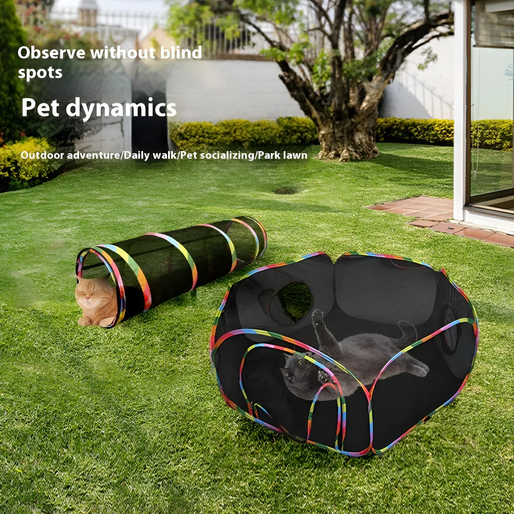 Foldable mesh cat roll cage playpen in a choice of five shapes: hexagonal, square, long straight, tee, and tent.