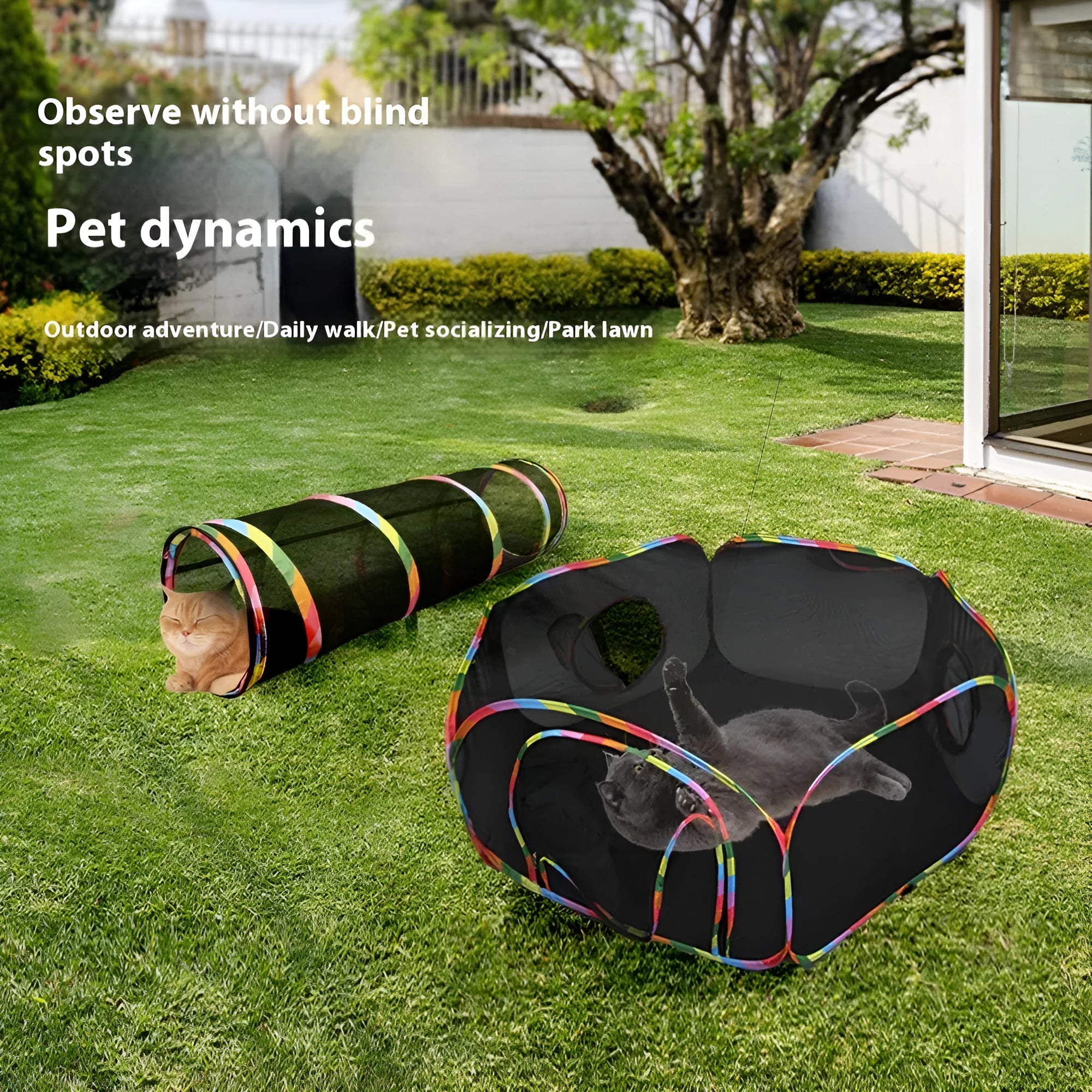 Foldable mesh cat roll cage playpen in a choice of five shapes: hexagonal, square, long straight, tee, and tent.