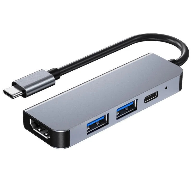 Compact aluminium four-in-one USB C hub with 4K HDMI, PD charging, USB, SD and TF card slots