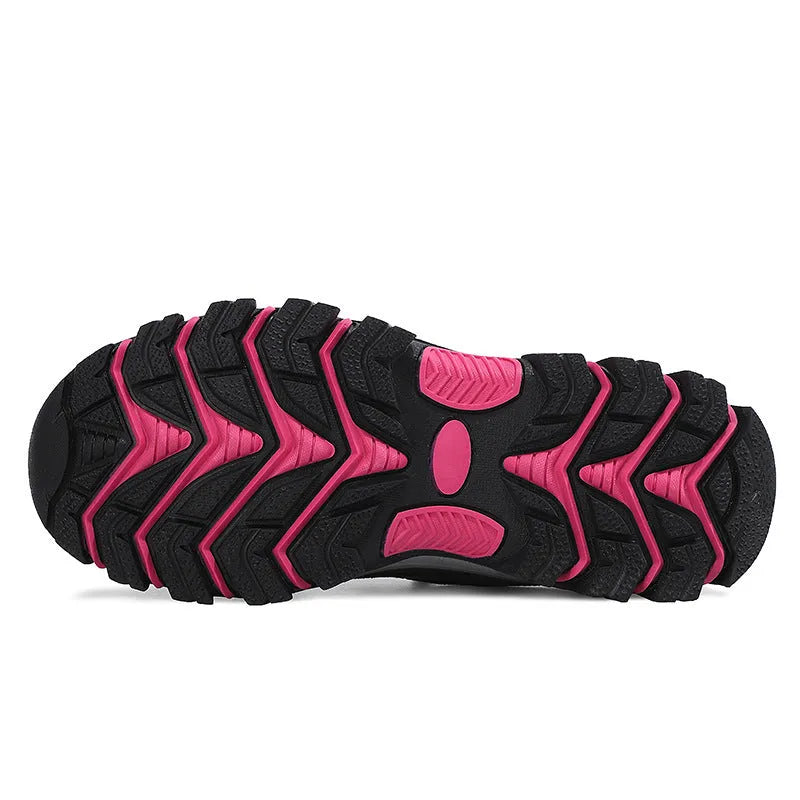 Breathable low-top hiking shoes in purple with PU and mesh upper and rubber sole