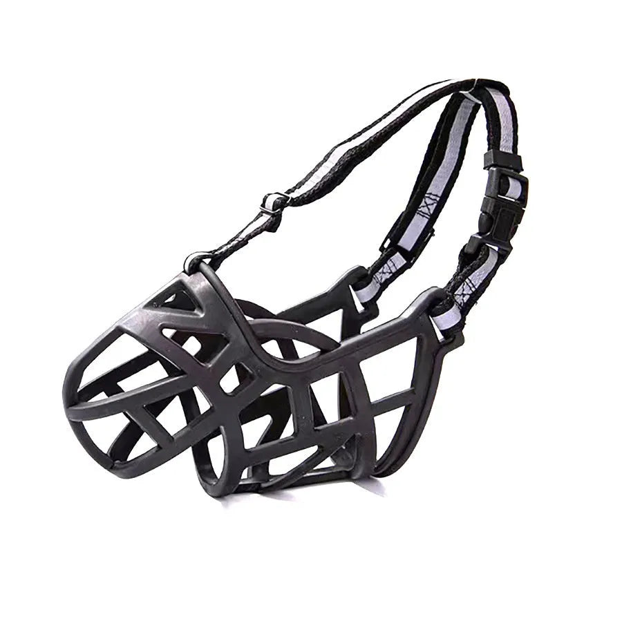 Upgraded dog mouth cover anti-bite muzzle in black for small medium and large dogs plastic construction size 1 to 6