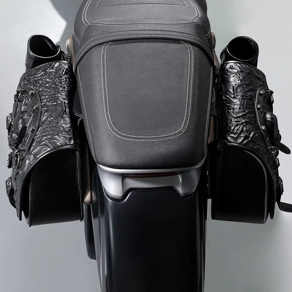 Black PU motorcycle side luggage bags pair for modified motorcycle storage FBG404BK