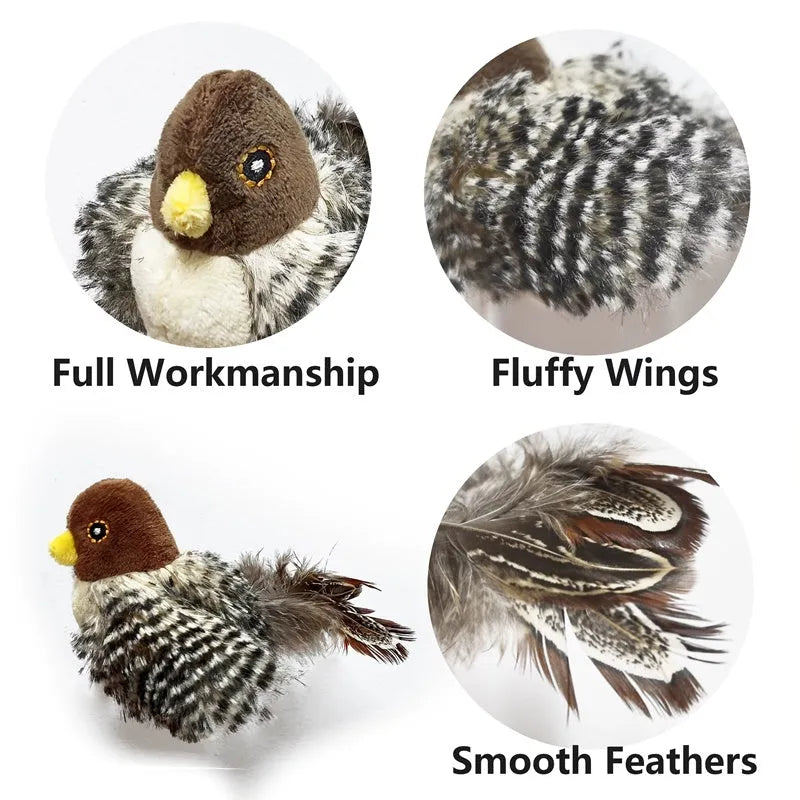Interactive cat toy electric squeaky simulation bird plush with feather catnip for kittens
