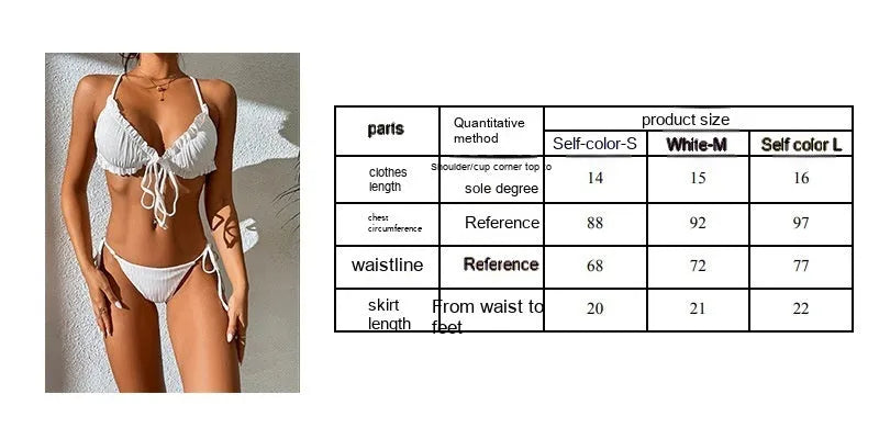 Women's backless lace-up bikini swimsuit with split leg design in solid colour