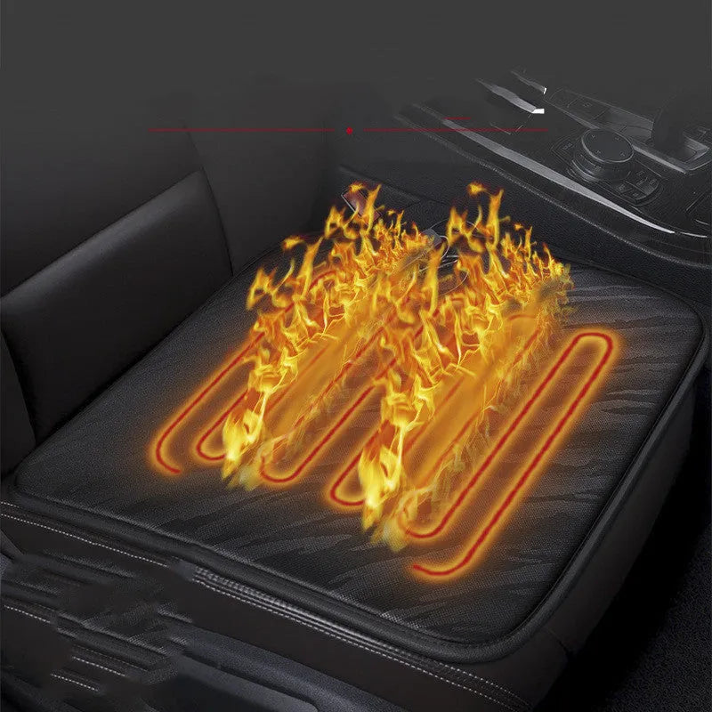 Black car heating cushion small square 45x45cm with USB cable and crystal linen fabric on car seat