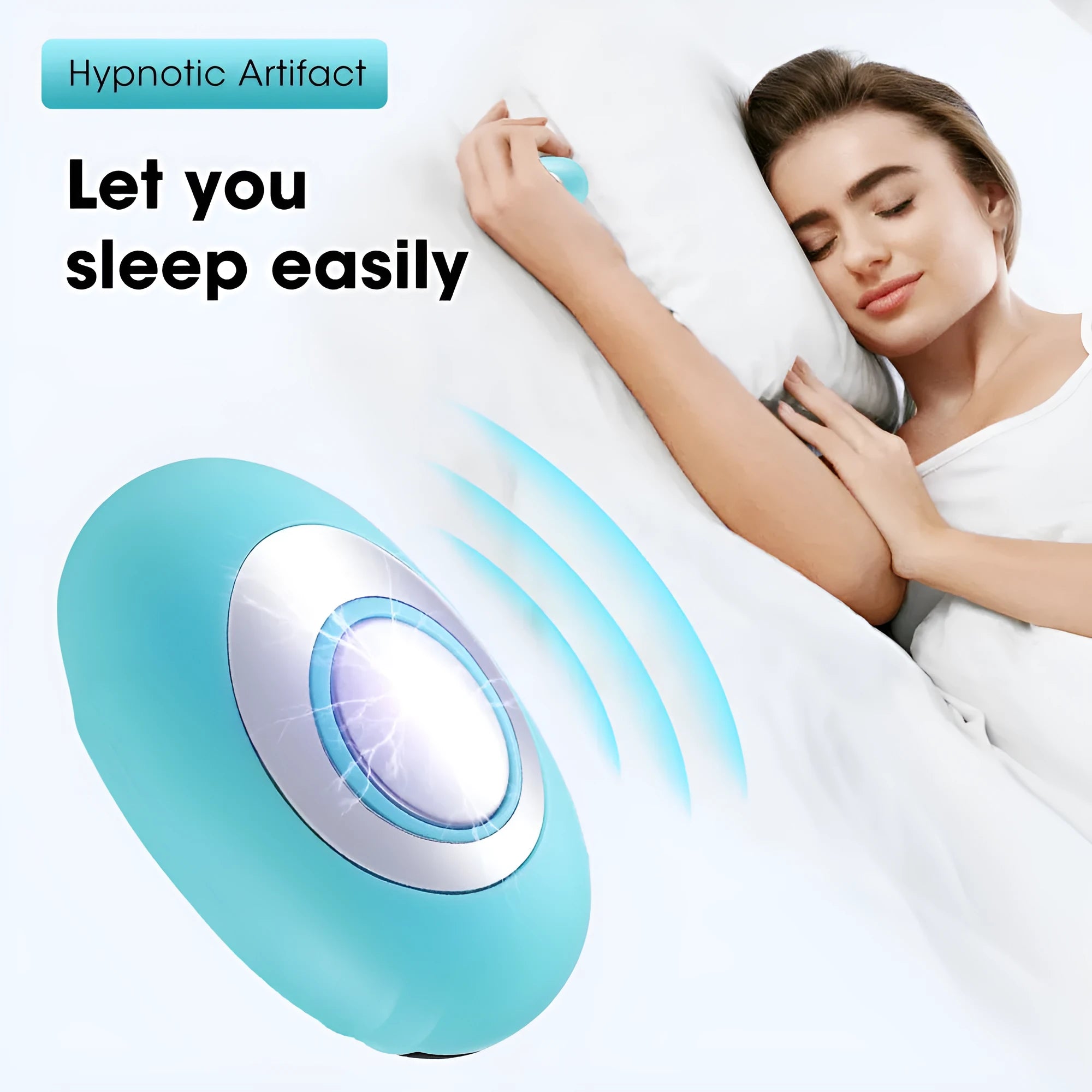 Intelligent charging hand-held pulse decompression insomnia help device in white with wireless remote control and USB cable