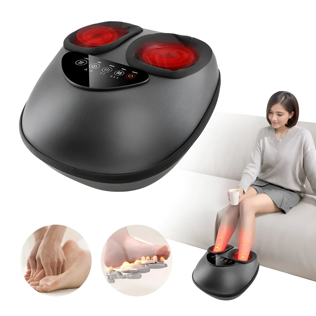 3-in-1 foot massager with air compression and heat features removable washable cover and button controls