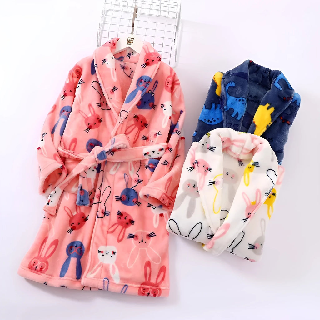 Children's flannel pajamas in purple mermaid design, unisex, size 110-170cm, autumn winter sleepwear