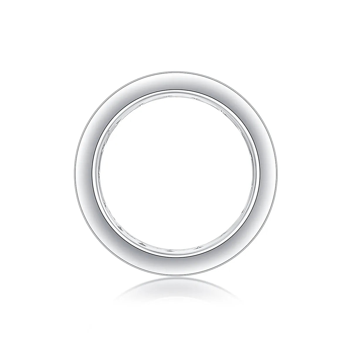 Large star moissanite wedding ring in S925 silver with platinum plating on white background