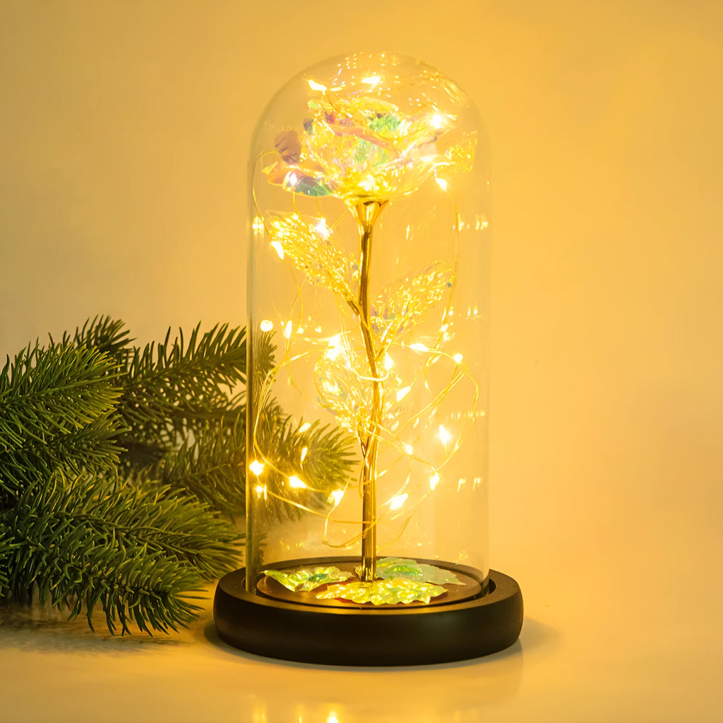 Simulation rose night light bouquet with 20 LED copper wire light, plastic flowers, handmade design