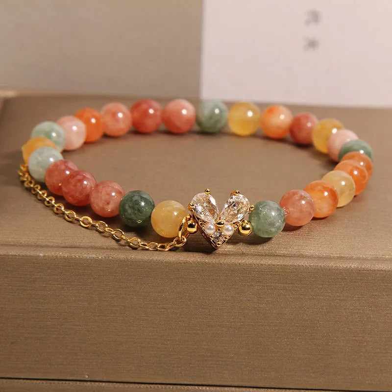 Fu Lu Shou crystal bracelet for women with V-shaped zircon detail in Ins light luxury minority style