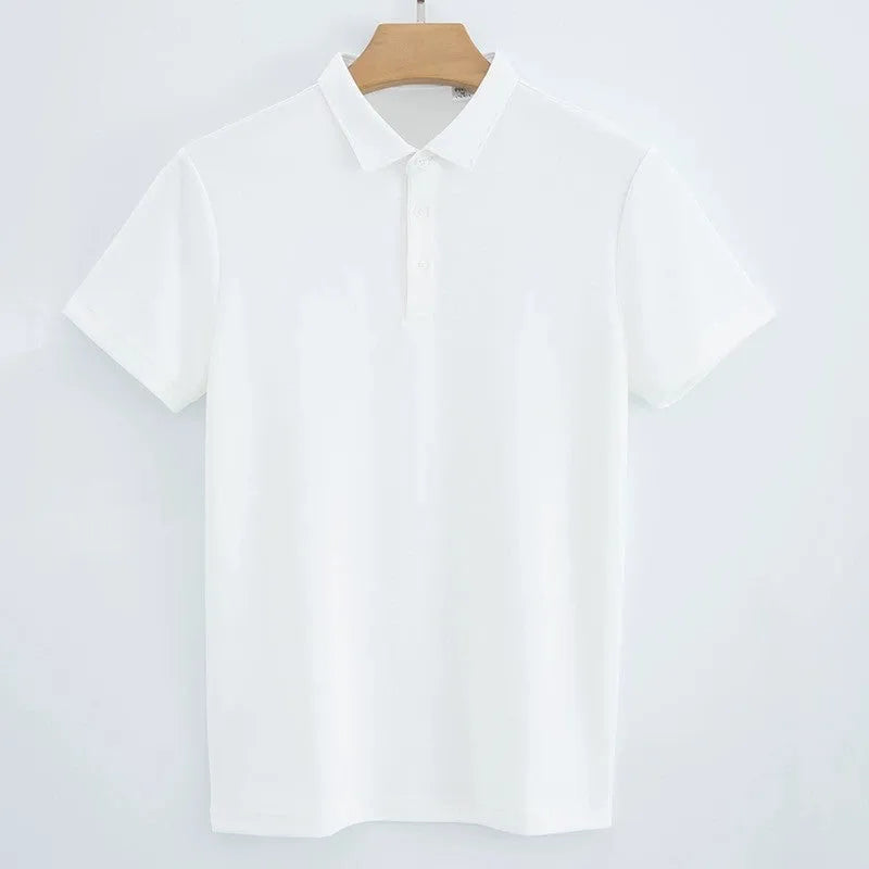 Men's 230g double-sided cotton polo shirt in solid colour, short sleeve, air layer fabric, front view