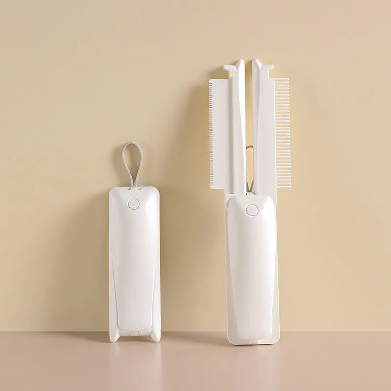 Pink and white plastic pet grooming brush for cats and dogs to remove floating hair