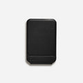 Magnetic mobile phone holder case in Movas leather showing the built-in stand in open and closed positions.