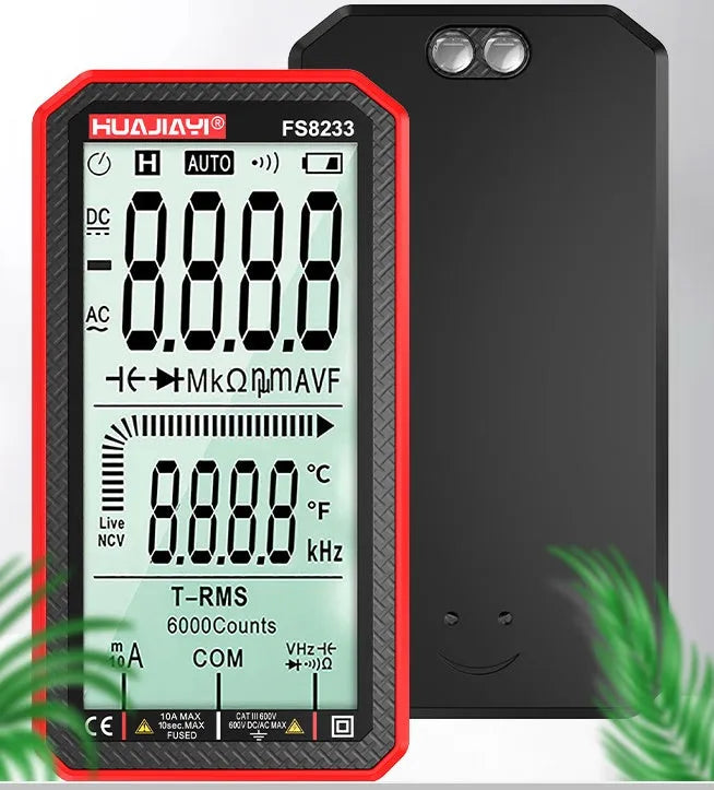 Large screen intelligent handheld digital multimeter in black or red colour