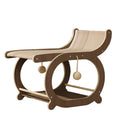 Solid wood cat bed with sisal scratching surface and recessed sleeping area in walnut colour finish.
